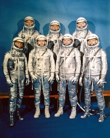 Mercury Seven Astronauts, 3 December 1962. Photo courtesy of NASA. 