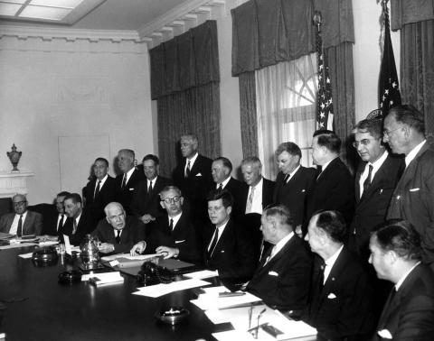 JFKWHP-AR6441-C: Meeting with President's Advisory Committee on Labor Management, 21 March 1961