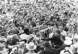 President Kennedy in a group of people in Forth Worth, Texas