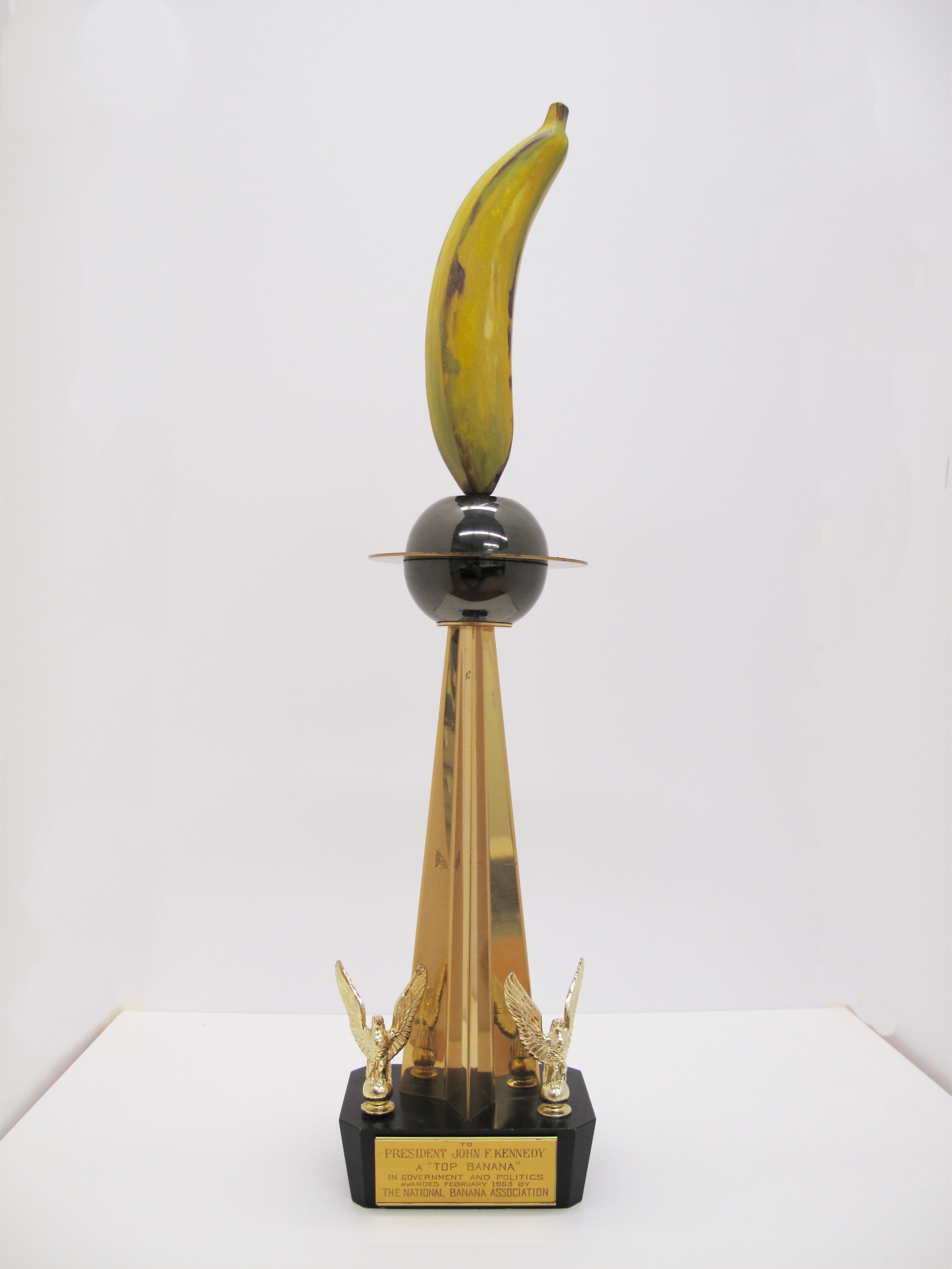 7 Inch Exclusive Decade Awards Banana Trophy on Black Base Top Banana Trophy Big Banana Award