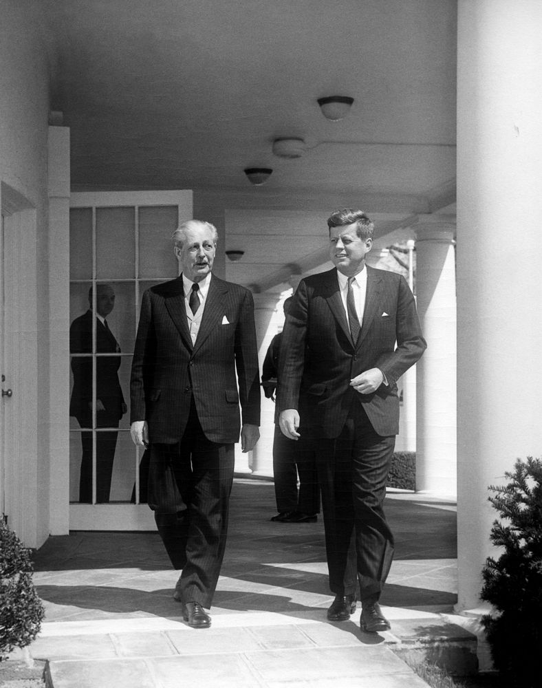 President John F Kennedy with British PM Harold Macmillan New 8x10 Photo 