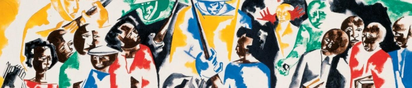 Jacob Lawrence, Soldiers and Students, 1962. Hood Museum of Art, Dartmouth College, Hanover, New Hampshire; purchased through the William B. Jaffe and Evelyn A. Jaffe Hall Fund and the Claire and Richard P. Morse 1953 Fund