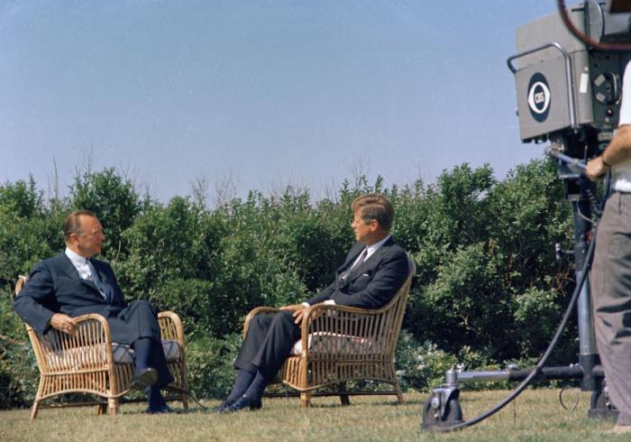 JFKWHP-ST-C276-7-63. News Anchor, Walter Cronkite, Interviews President John F. Kennedy, 2 September 1963