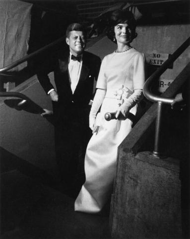 President-elect and Mrs. Kennedy arrive at the Inaugural Gala, January 19, 1961