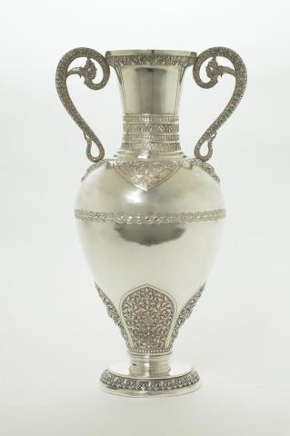 18'' tall silver amphora vase 
