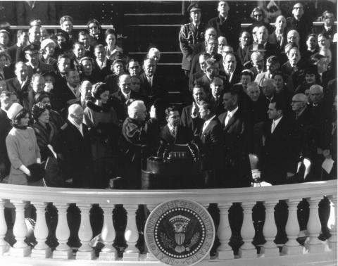 President Kennedy swears Oath of Office