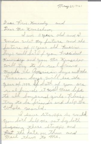 Letter from 11-year-old George H. Garland page 1