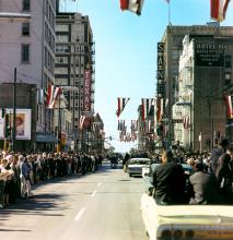 Presidential motorcade in Dallas, Texas, 22 November 1963