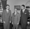 President Kennedy and Louis Martin (far right) with Augustus “Gus” Hawkins, a Congressional candidate from California who became the first African American elected to Congress from the state, in the White House Oval Office, August 22, 1962.